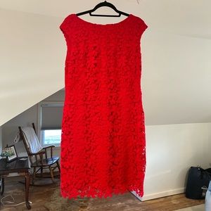 RALPH LAUREN Red Cap Sleeve Lace Cocktail Dress